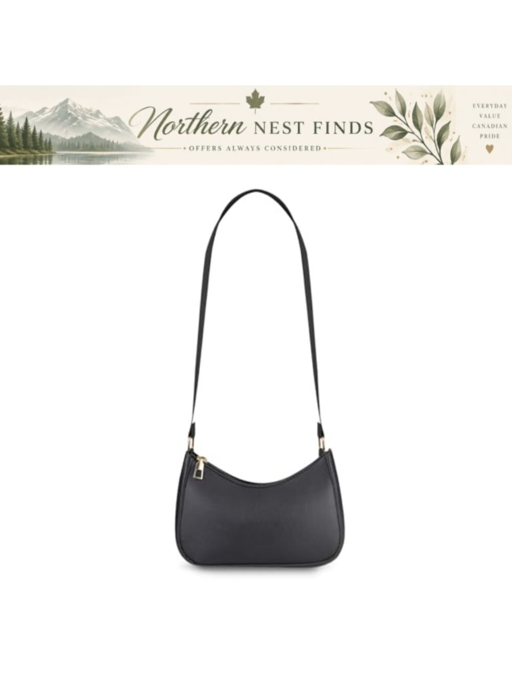 Small PU Leather Crescent Shoulder Bag Mini Women's Handbag with Zipper